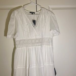 Lulu’s Folklore White Swiss Dot Lace Tiered Midi Dress White XL *new with tags*